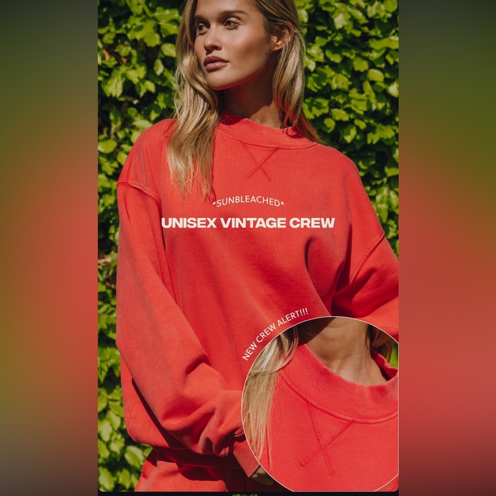 Daily Drills Sunbleached Red Crew Neck Sweater